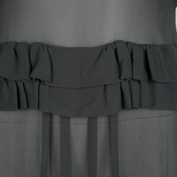 Pre Owned Sonia Rykiel Grey Silk Georgette Ruffle Detail Sheer Midi Dress S