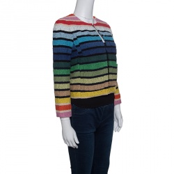 Pre Owned Sonia Rykiel Rainbow Striped Textured Cropped Jacket  S