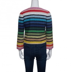 Pre Owned Sonia Rykiel Rainbow Striped Textured Cropped Jacket  S