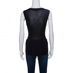 Pre Owned Sonia Rykiel Rainbow Striped Silk and Cotton Knit Sleeveless Tank Top S