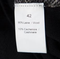 Sonia Rykiel Monochrome Diamond Pattern Wool Embellished Crew Neck Sweater L