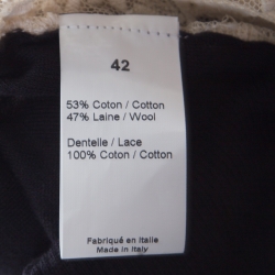 Pre Owned Sonia Rykiel Black Wool Blend Floral Lace Panel Cropped Cardigan L