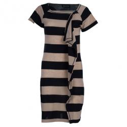 مملوكة مسبقًا Sonia Rykiel Striped Ruffle Detail Wool Blend Dress XS