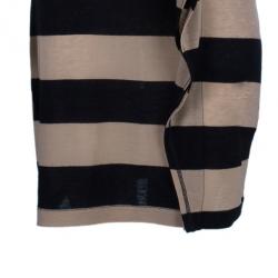 Pre Owned Sonia Rykiel Striped Ruffle Detail Wool Blend Dress XS