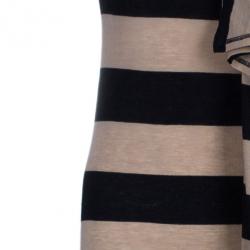 Pre Owned Sonia Rykiel Striped Ruffle Detail Wool Blend Dress XS