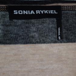 Pre Owned Sonia Rykiel Striped Ruffle Detail Wool Blend Dress XS