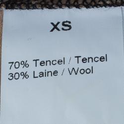 Pre Owned Sonia Rykiel Striped Ruffle Detail Wool Blend Dress XS