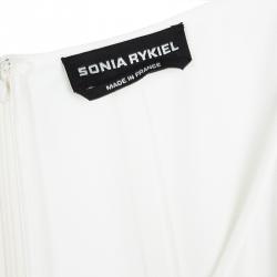 Pre Owned Sonia Rykiel Off White Pleated Tie Detail Short Sleeve Dress M