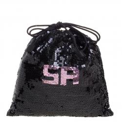 Sonia Rykiel Black Sequins Drawstring Bag