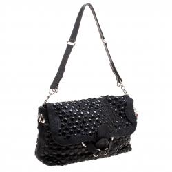 Sonia Rykiel Black Leather Studded Shoulder Bag