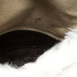 Sonia Rykiel Cream Rabbit Fur Crystal Embellished Clutch 