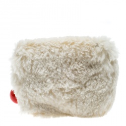 Sonia Rykiel Cream Rabbit Fur Crystal Embellished Clutch 