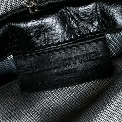 Sonia Rykiel Black Leather Studded Kisslock Frame Bag