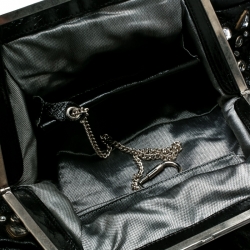 Sonia Rykiel Black Leather Studded Kisslock Frame Bag