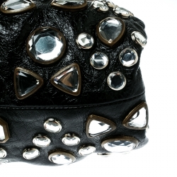 Sonia Rykiel Black Leather Studded Kisslock Frame Bag