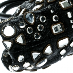 Sonia Rykiel Black Leather Studded Kisslock Frame Bag