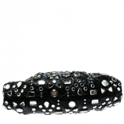 Sonia Rykiel Black Leather Studded Kisslock Frame Bag