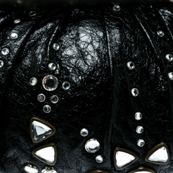 Sonia Rykiel Black Leather Studded Kisslock Frame Bag