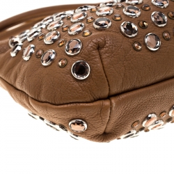 Pre Owned Sonia Rykiel Brown Leather Crystal Embellished Shoulder Bag