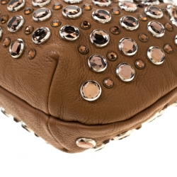 Pre Owned Sonia Rykiel Brown Leather Crystal Embellished Shoulder Bag