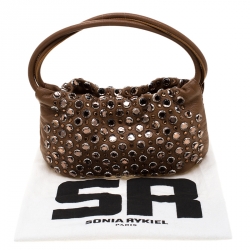 Pre Owned Sonia Rykiel Brown Leather Crystal Embellished Shoulder Bag
