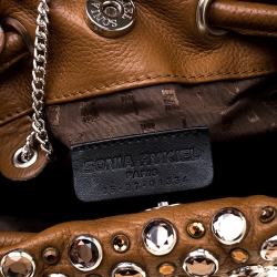 Pre Owned Sonia Rykiel Brown Leather Crystal Embellished Shoulder Bag