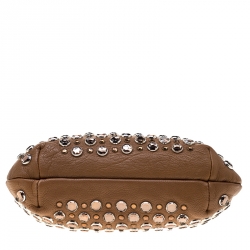 Pre Owned Sonia Rykiel Brown Leather Crystal Embellished Shoulder Bag