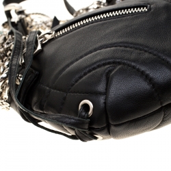 Sonia Rykiel Black Leather Multichain Embellished Small Shoulder Bag