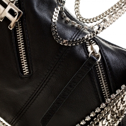 Sonia Rykiel Black Leather Multichain Embellished Small Shoulder Bag
