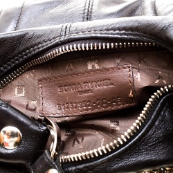 Sonia Rykiel Black Leather Multichain Embellished Small Shoulder Bag