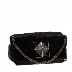 Sonia Rykiel Black Quilted Satin Le Copain Chain Crossbody Bag