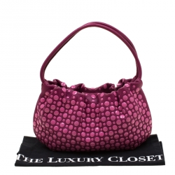 Sonia Rykiel Magenta Leather Domino Studded Shoulder Bag