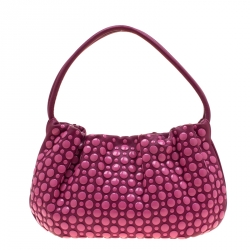 Sonia Rykiel Magenta Leather Domino Studded Shoulder Bag
