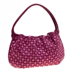 Sonia Rykiel Magenta Leather Domino Studded Shoulder Bag
