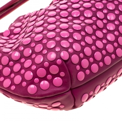 Sonia Rykiel Magenta Leather Domino Studded Shoulder Bag