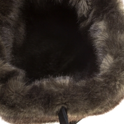 Pre Owned Sonia Rykiel Black/Olive Green Fur and Suede Tote