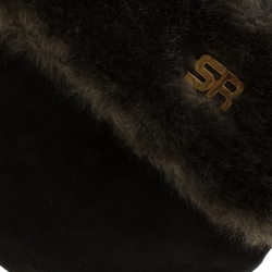 Pre Owned Sonia Rykiel Black/Olive Green Fur and Suede Tote