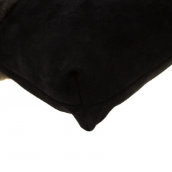 Pre Owned Sonia Rykiel Black/Olive Green Fur and Suede Tote