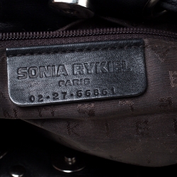 Pre Owned Sonia Rykiel Black Leather Domino Studded Shoulder Bag