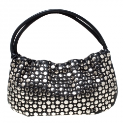 Pre Owned Sonia Rykiel Black Leather Domino Studded Shoulder Bag