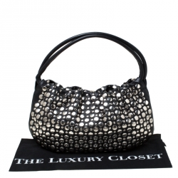 Pre Owned Sonia Rykiel Black Leather Domino Studded Shoulder Bag