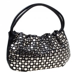 Pre Owned Sonia Rykiel Black Leather Domino Studded Shoulder Bag