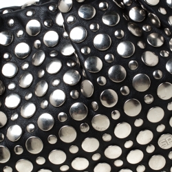 Pre Owned Sonia Rykiel Black Leather Domino Studded Shoulder Bag