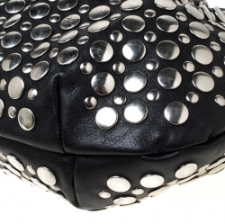 Pre Owned Sonia Rykiel Black Leather Domino Studded Shoulder Bag