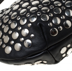 Pre Owned Sonia Rykiel Black Leather Domino Studded Shoulder Bag