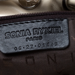 Pre Owned Sonia Rykiel White Crystal Embellished Leather Domino Shoulder Bag