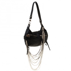 Pre Owned Sonia Rykiel Black Leather Multichain Embellished Small Shoulder Bag