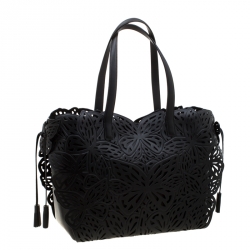 Sophia Webster Black Laser Cut Leather Liara Tote