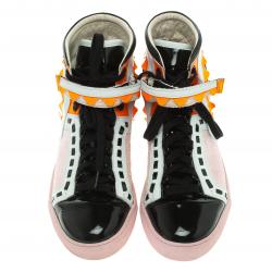 Sophia Webster Multicolor Leather and Glitter Riko High Top Sneakers Size 41