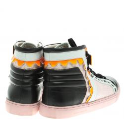 Sophia Webster Multicolor Leather and Glitter Riko High Top Sneakers Size 41